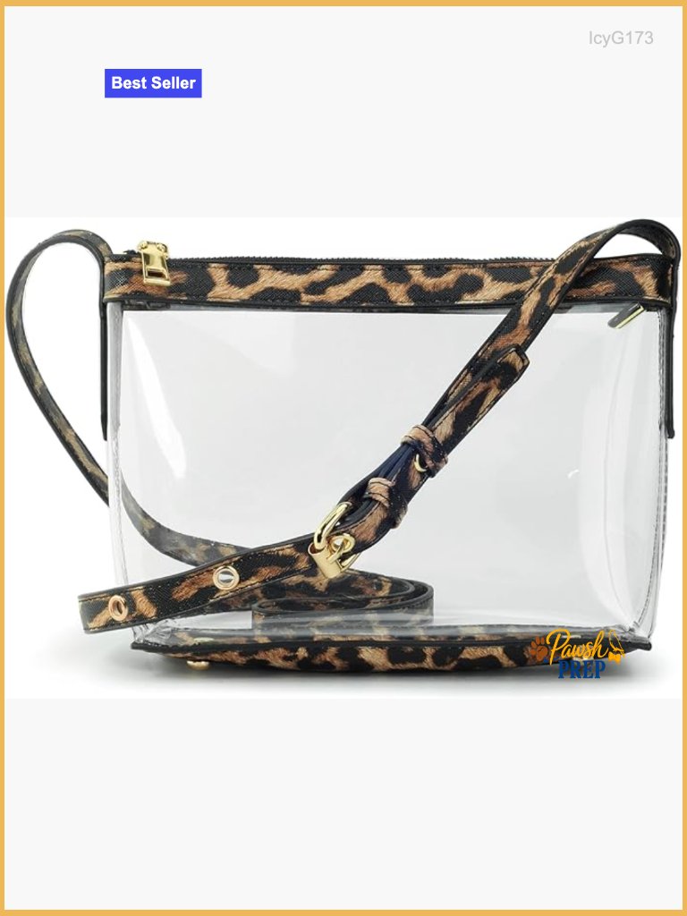 Clear Zipper Cross Body Bag With Vegan Leather Trim